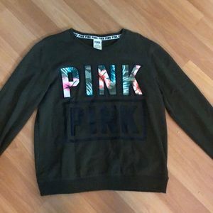 Olive green PINK sweatshirt